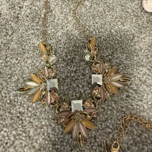 Elegant Gold and Pink Floral Necklace